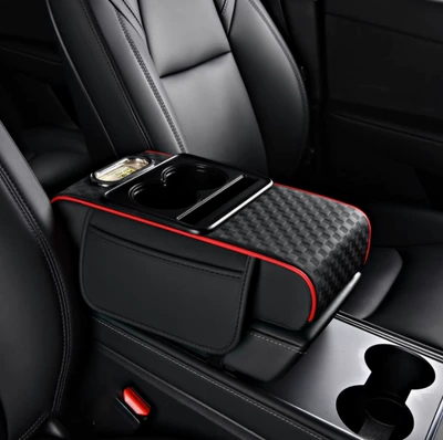New Car Central Armrest Box Armrest box - three-dimensional-embossed-large-size-black-and-red-lines