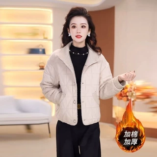 秋冬新款优雅气质女装时尚加棉加厚百搭减龄保暖显瘦休闲短棉衣