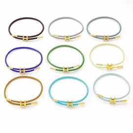 新款不锈钢钢丝绳手链可调节3D硬金配绳手链钛钢防水H扣手绳手链