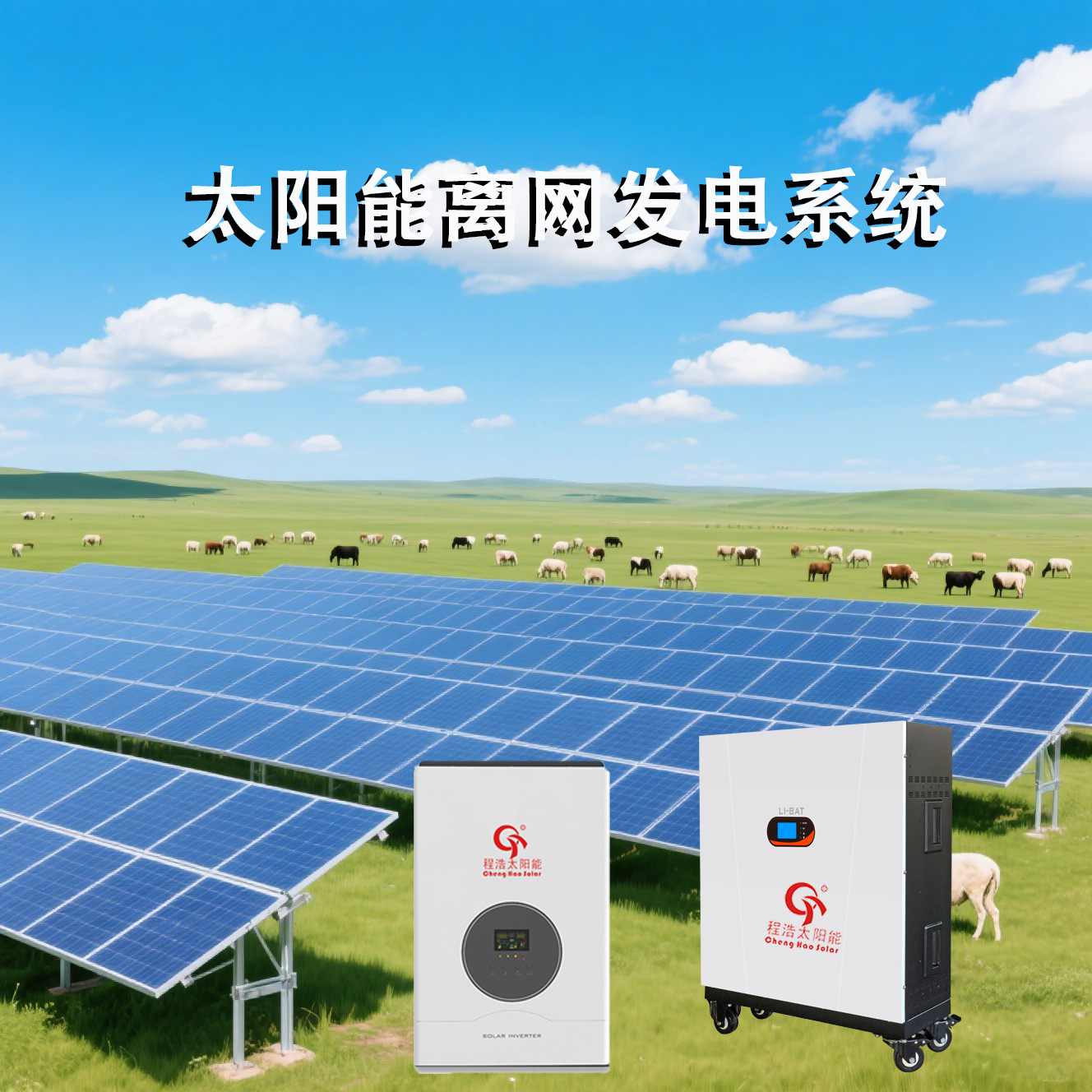 10kw太阳能离网发电系统光伏板 储能电池逆控一体机整套供应