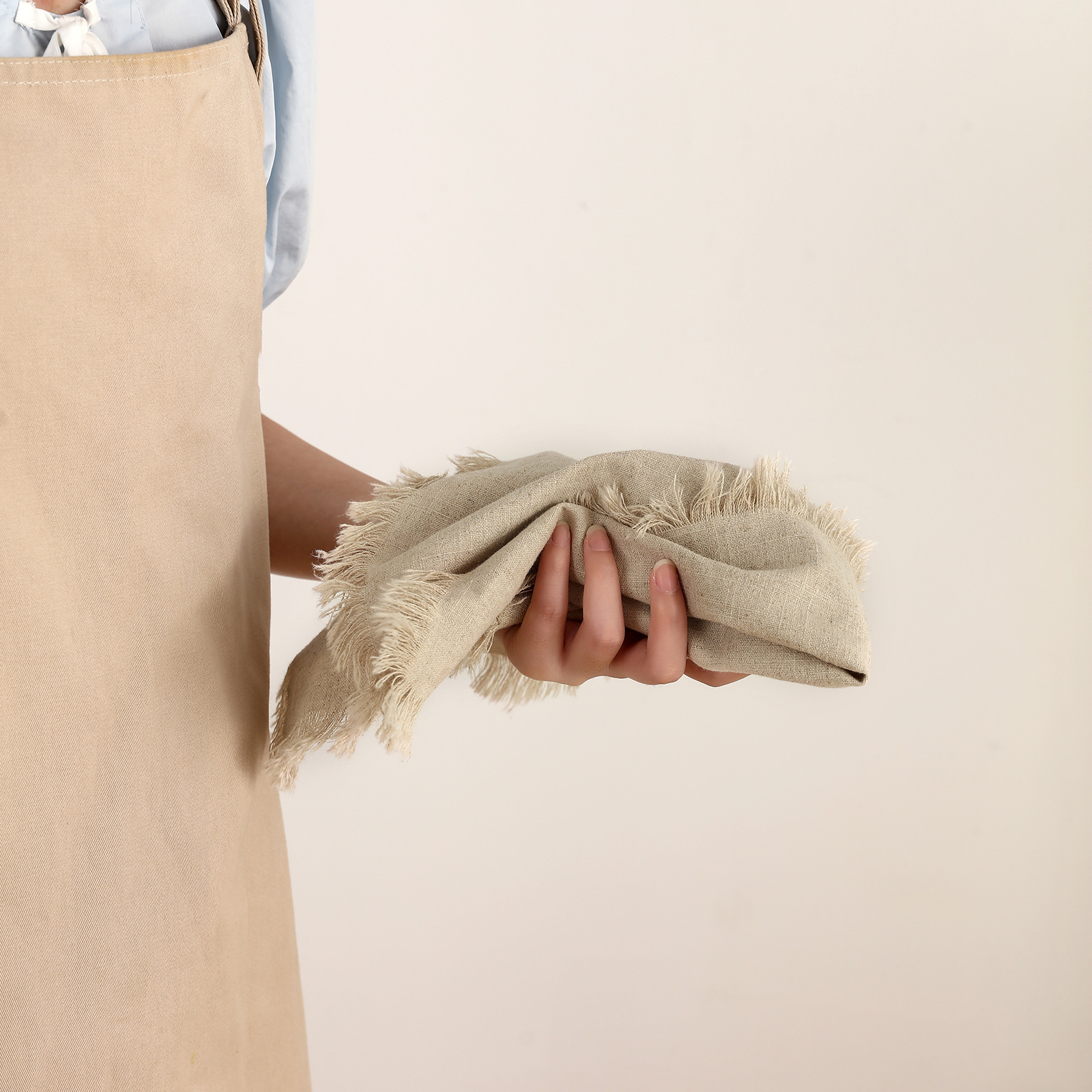 Lino servilleta tela algodón de la boca deshilachado franja país americano tela llanura boda partido Amazon