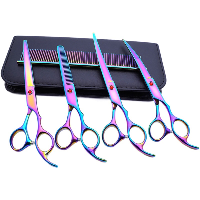 Acero inoxidable directo de fábrica Tijeras para mascotas de 7 pulgadas Tijeras de belleza para perros Tijeras de pelo de peluche