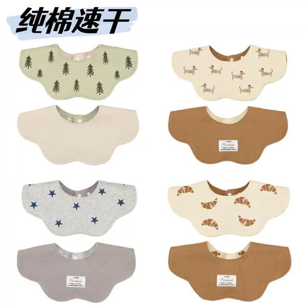 Pure Cotton Quick-Drying Bibs for Babies Aged 0-2, Infant Saliva Towel, Class a Pure Cotton Bibs for Children, 360-Degree Saliva Bibs