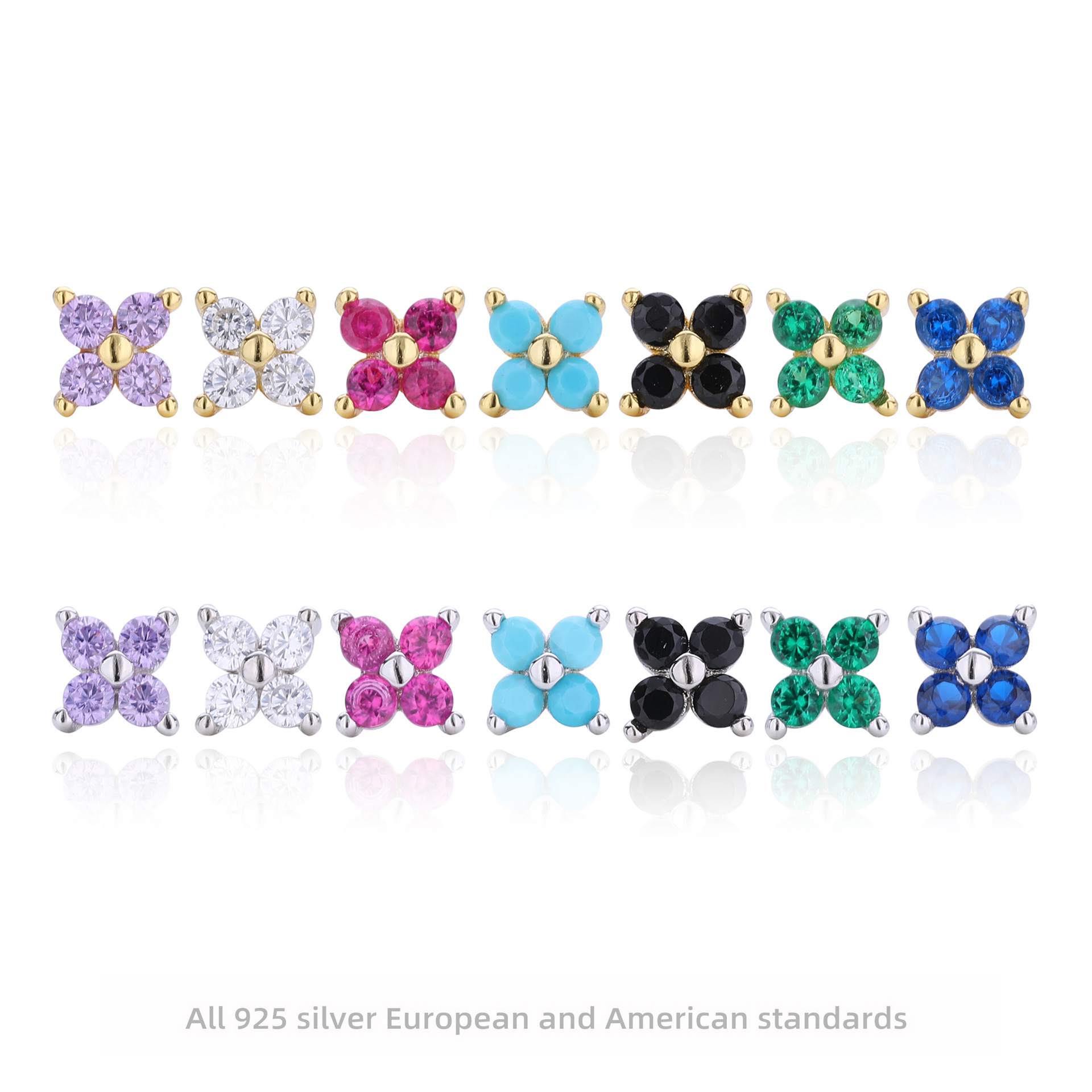 multicoloured small earrings flower-shaped