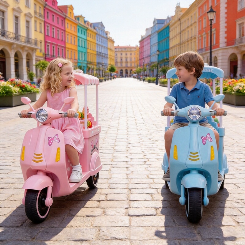 Cross-Border Children's Electric Ice Cream Cake Cart, Ride-On Toy for Boys and Girls, Rechargeable Three-Wheeled Music Electric Vehicle