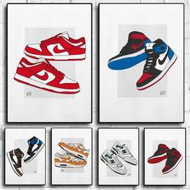 AIRJORDAN AJ球鞋海报跨境外贸电商Temu亚马逊速卖通帆布画芯批发