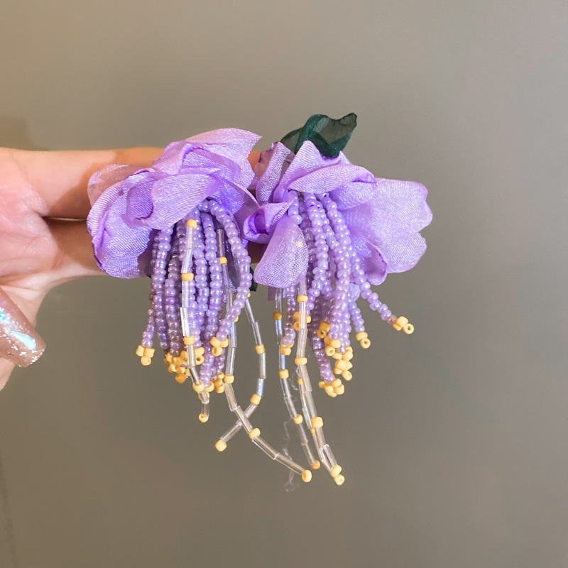 Tassel Design 1 Pair Elegant Sweet Flower Tassel Mixed Materials Earrings