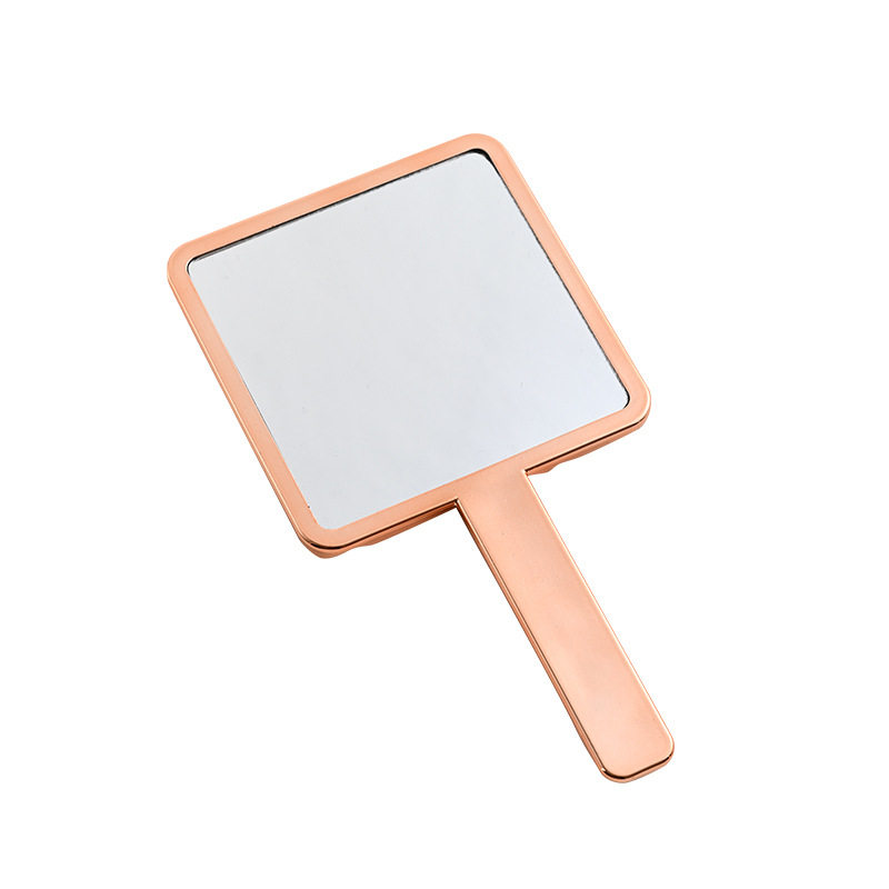 Espejo de mano cuadrado galvanizado de alta definición mango espejo de maquillaje LOGO portátil espejo de vestir espejo de mano niña
