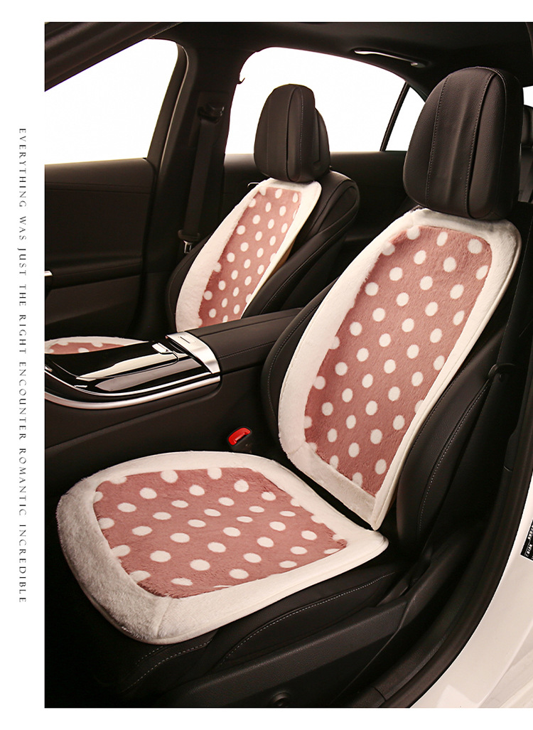 Car cushion winter short plush polka dot black and white cute women's car seat cushion seat cushion Internet celebrity polka dot seat cover