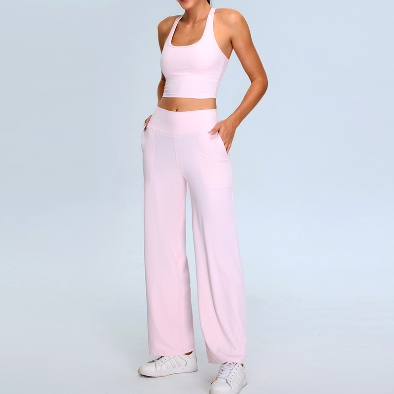 Nuevo estilo europeo y americano en forma de trabajo traje de ropa de yoga con espalda de belleza hilo femenino deportes de ocio traje de ropa de fitness de yoga recto