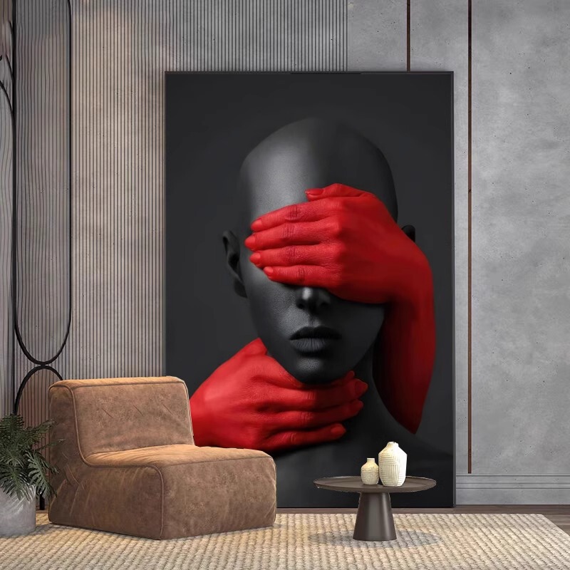 Minimalist Abstract Niche Art Hanging Painting Clothing Store Beauty Salon Character Decorative Painting Personality Fashion Red and Black Mural Minimalist Abstract Niche Art Hanging Painting Clothing Store Beauty Salon Character Decorative Painting Personality Fashion Red and Black Mural