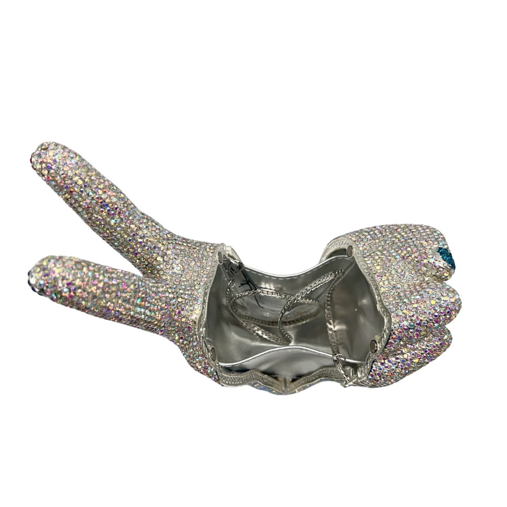 Victory hand crystal bag cross-border diamond banquet bag
