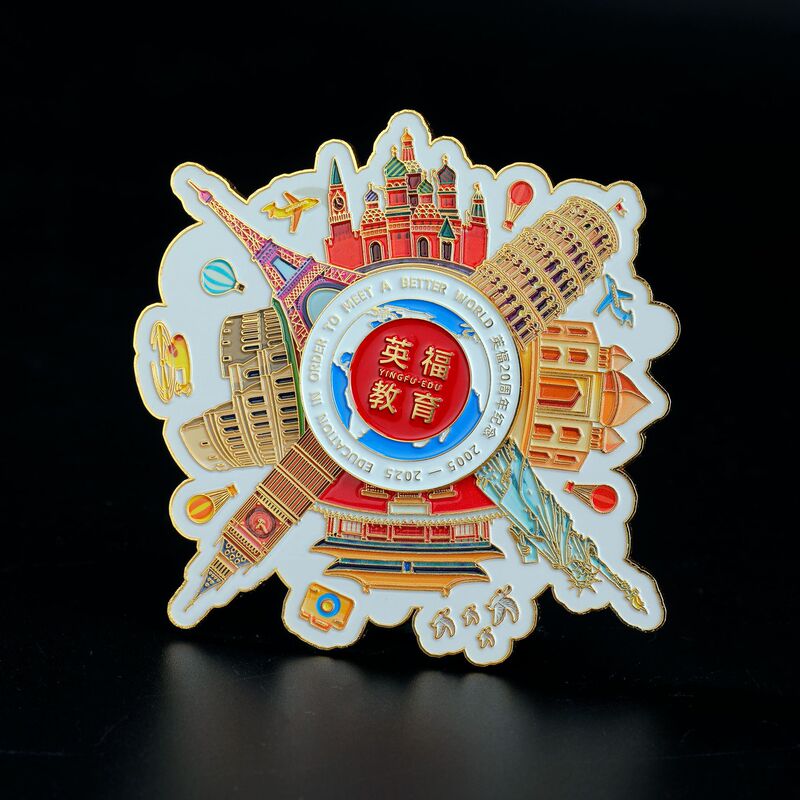 创意金属冰箱贴定制城市景点文创珐琅流沙旋转金属烤漆卡通磁性贴|undefined