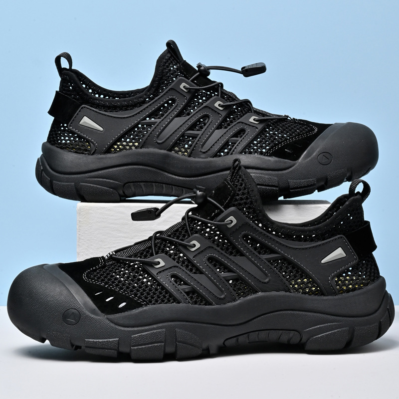 Zapatos de malla transfronterizos nuevos zapatos casuales de verano huecos y transpirables para hombres Deportes al aire libre Senderismo Baotou Montañismo Zapatos de río