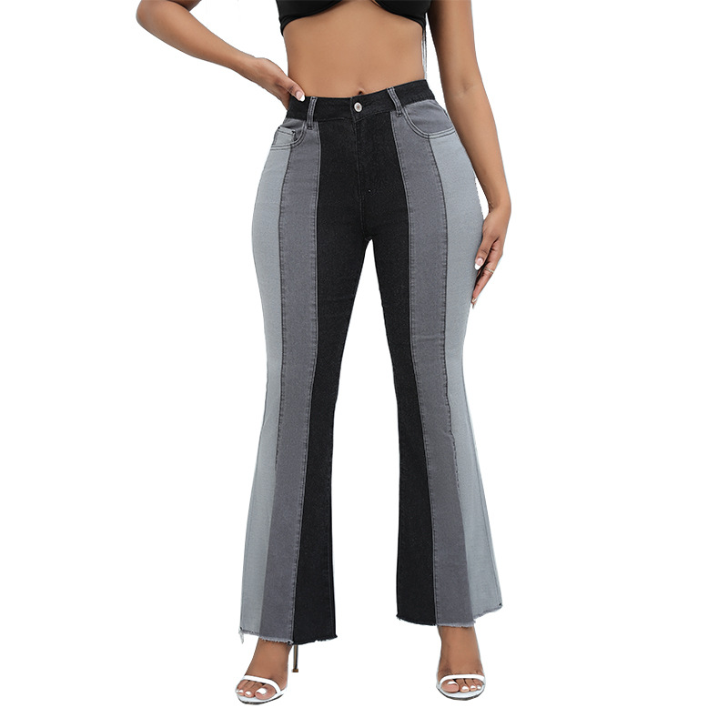 Jeans de Mujer con Bloques de Color Lavados, Elásticos y a la Moda, Estilo Europeo y Americano, Novedad de Amazon 2025, en Existencia, Directo del Fabricante