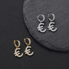 简约欧元符号耳钉 跨境热卖时尚嘻哈耳饰 男女潮流复古 字母耳坠