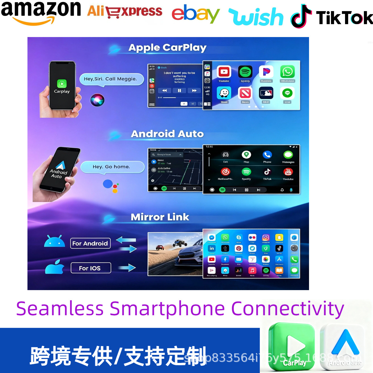 7/9/ 10inch Android 13 car navigation carplay head unit with IPS screen, Bluetooth, GPS, large screen, versatile and universal