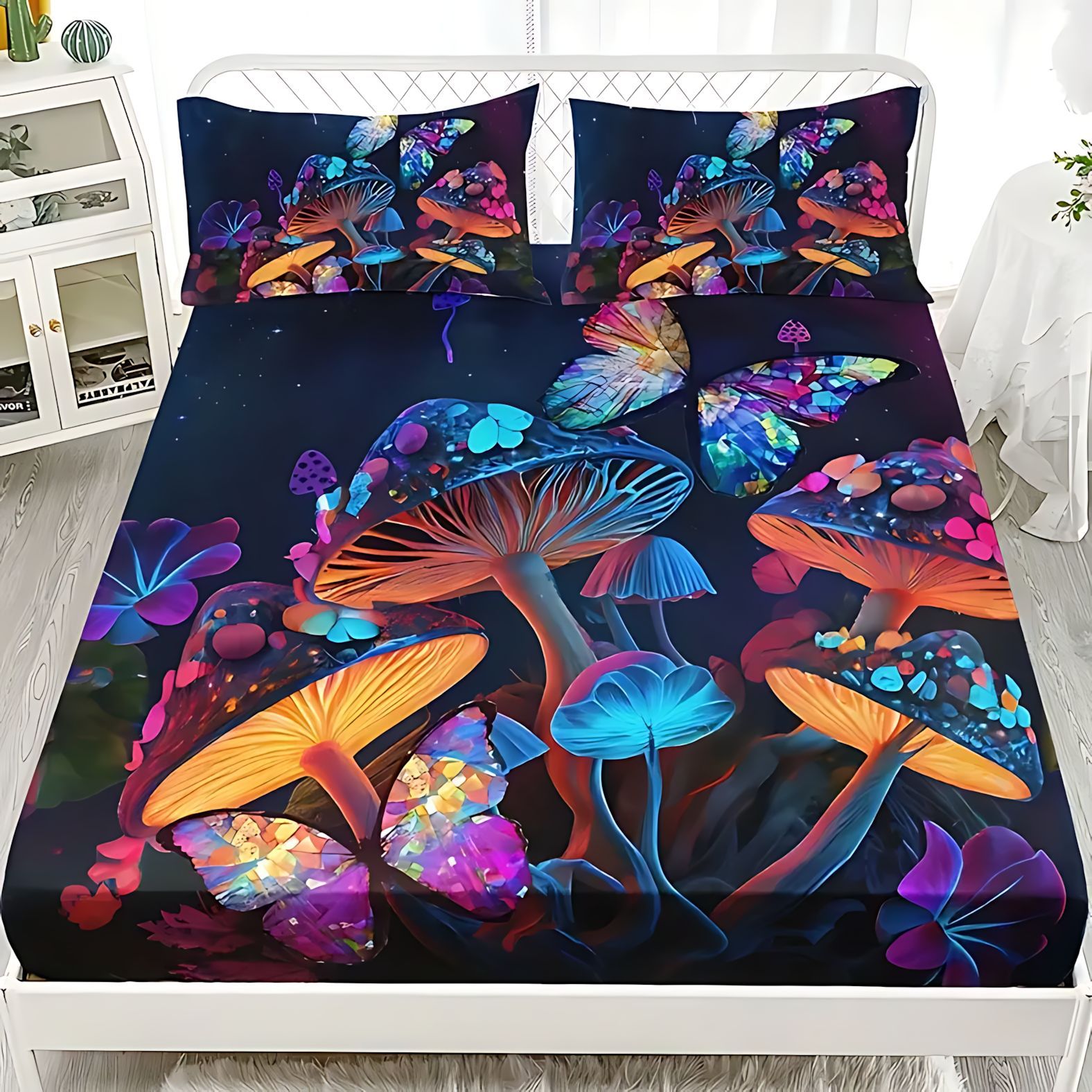 TEMU / JIT transfronterizo impresión digital 3D hongos bosques patrón de cama Kasa Kit fuente de fabricación puede ser fijado