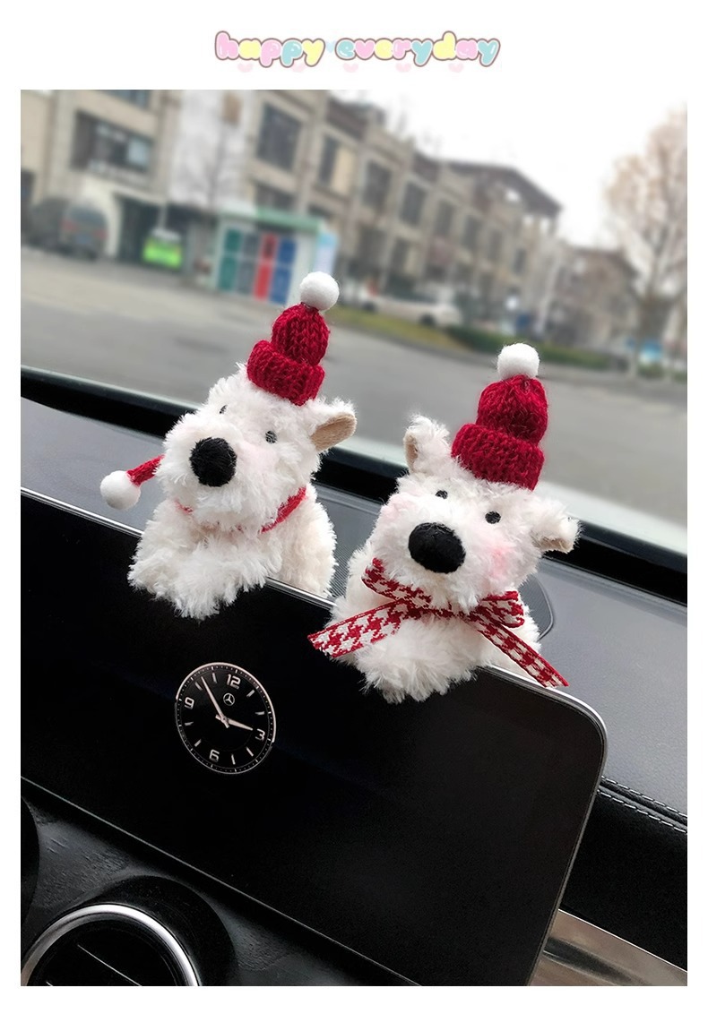 West Highland Car Screen Ornaments Scribbled Puppy Car Waiver Central Control Screen Decoration Car Interior Ornaments