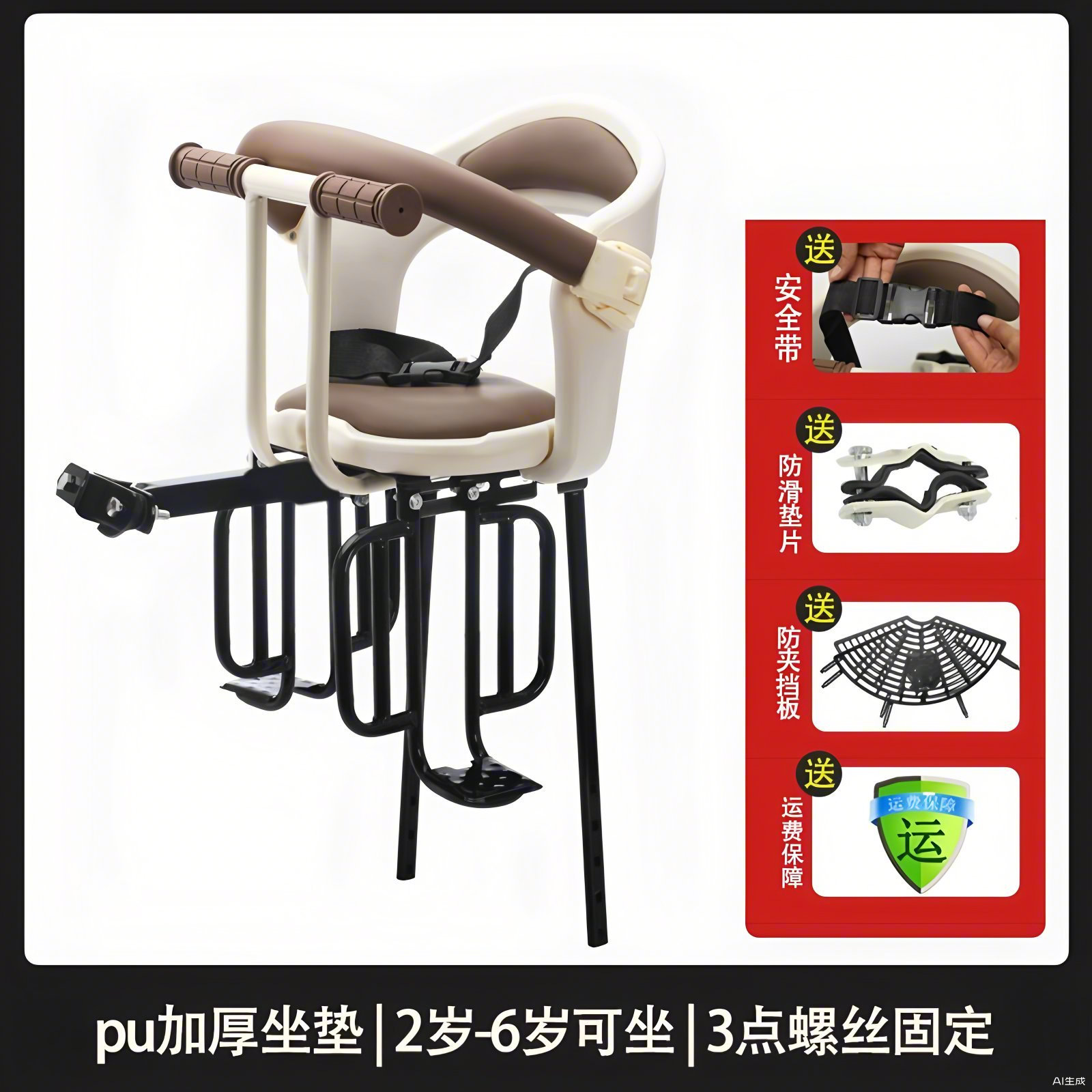 Folding Bicycle, Other Electric car child seat - coffee-color-195-1-6-years-old-rear-mount