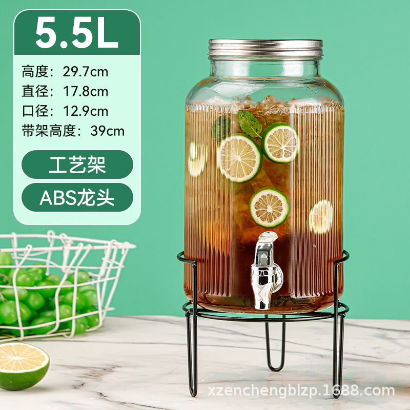 Jarra de vidrio para el hogar de gran capacidad al por mayor, moderna jarra para agua fría, recipiente para bebidas, jarra para jugo con grifo