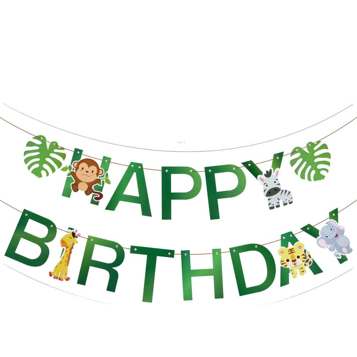 Bosque animal cumpleaños tirar bandera cumpleaños fiesta decoración colgante decoración dibujos animados papel cumpleaños tirar bandera triángulo bandera