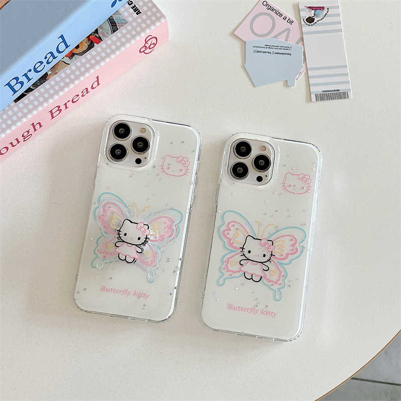 Girl ins brillo mariposa kt para iphone15 soporte 16ProMax funda para teléfono móvil Apple 13/14 nuevo