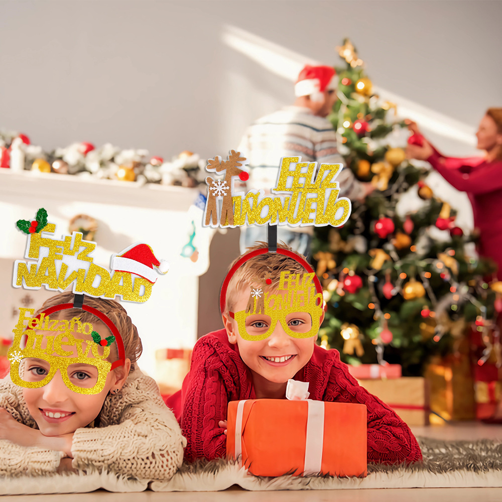 Nuevo español gafas de Navidad diadema ambiente de vacaciones accesorios de Navidad decoración ELK gafas marco diadema
