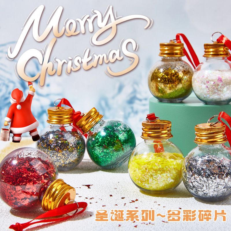 Foreign trade nail art flash ultra-thin PET material Christmas theme can be hung red rope wear nail drop glue jewelry wholesale