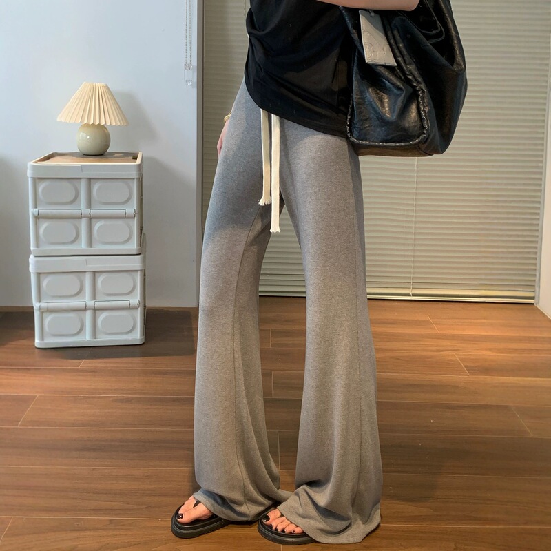 Gray Flared Pants for Women, Spring and Summer Thin Style, 2026 New Drawstring Cool Drape Pants, Slimming Yoga Casual Pants Gray Flared Pants for Women, Spring and Summer Thin Style, 2026 New Drawstring Cool Drape Pants, Slimming Yoga Casual Pants