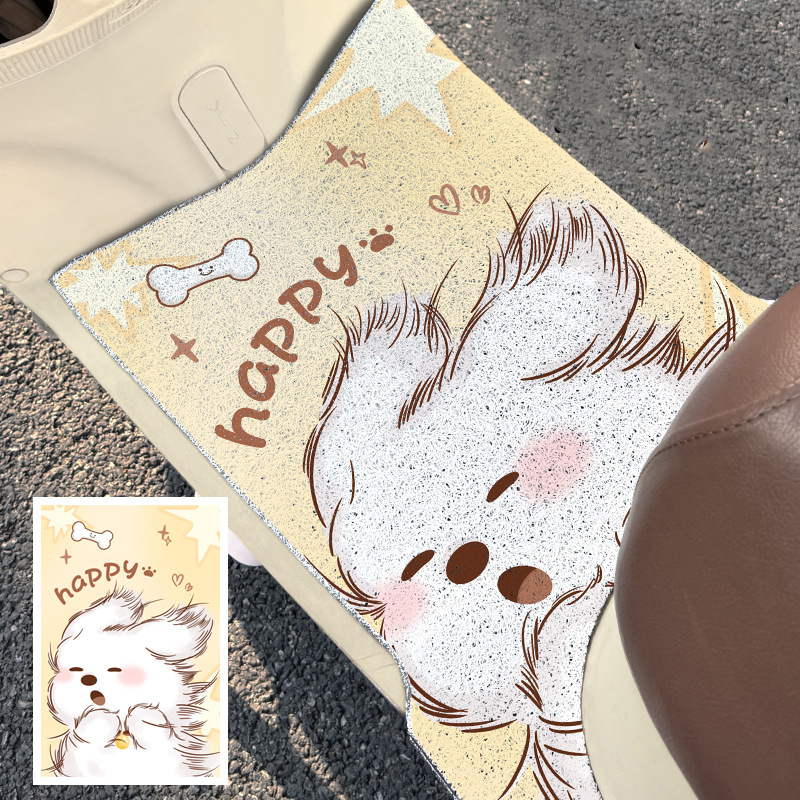 Electric Vehicle Wire Loop Foot Mats, Cute Cartoon Design, Customizable, Scratch-Resistant, Wear-Resistant, Non-Slip Foot Pads