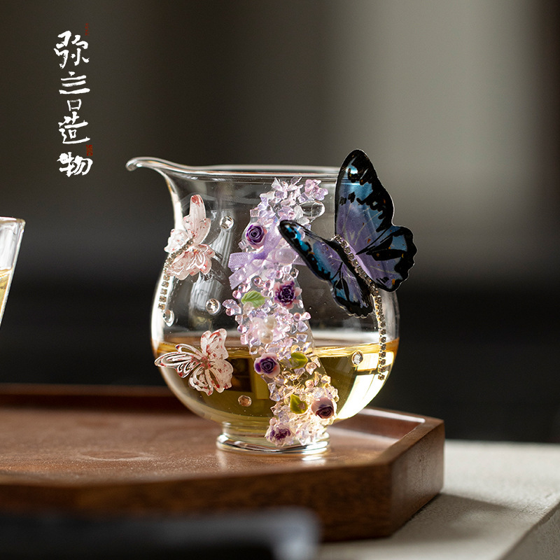 Miyan 高ホウケイ酸耐熱ガラスフェアカップクリエイティブ純粋な手作りガラスティーディスペンサー家庭用均等カップ女性用|undefined