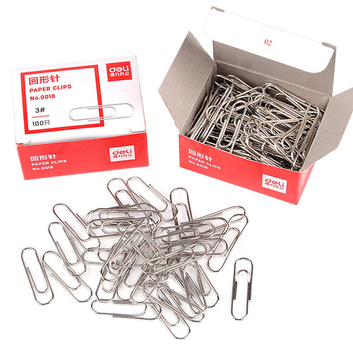 Deli 0018 paper clip metal nickel-plated paper clip 3# 100 pieces color paper clips office supplies stationery