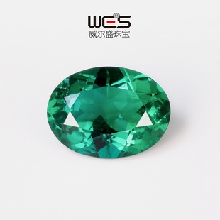 WILSHENG Jewelry Egg Shaped Zambian Emerald Bare Stone Wholesale Synthetic Emerald Faux Gem Ring Ring Face