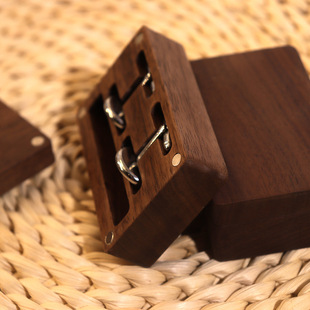 Creative Solid Wood North American Black Walnut Cufflinks Tie Clip Packaging Set Storage Box Portable Cross-Border Gift Box Small Wooden Box