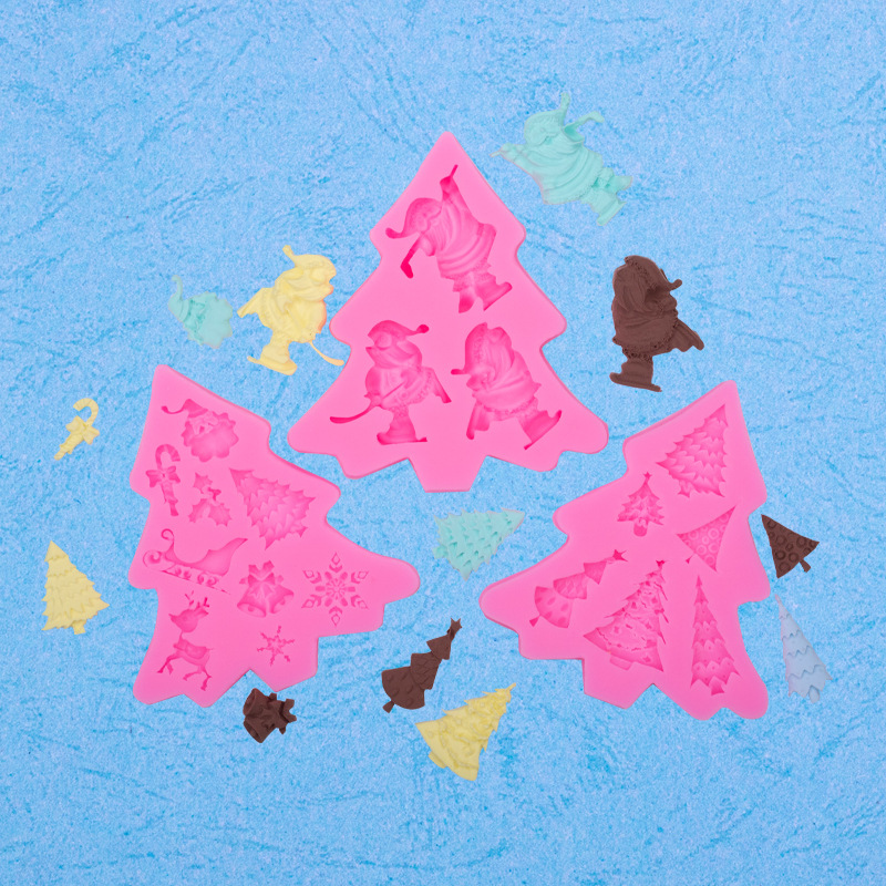 Navidad serie árbol de Navidad Santa Claus modelado molde de silicona fondant cake decoración bricolaje creativo molde para hornear
