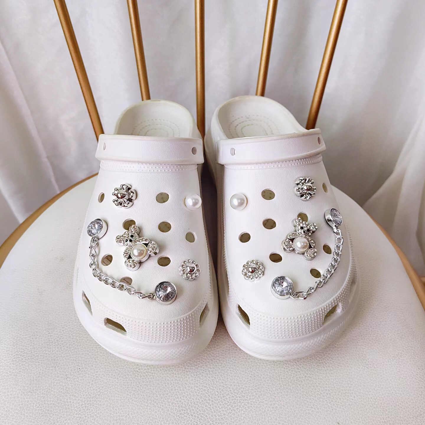 30g Weight Slippers Suitable For Shoe Type Shoe Buckle Shoe Accessories Type 1 Set Quantity Daily Occasion PP Material Bear, Flower Pattern Winter, Summer, Spring Season Women's Gender Bear Flower Shoe Accessories PP Slippers Winter Summer Spring Shoe Buckle 8