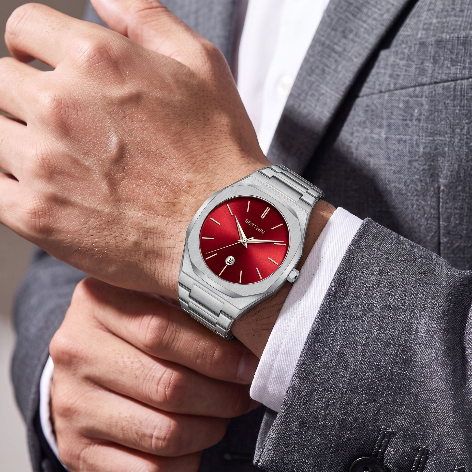 Reloj de Cuarzo para Hombre de Acero Inoxidable y Aleación Impermeable con Calendario