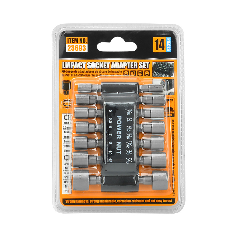 Juego de Dados Hexagonales 9/14 Piezas 6.35 mm de Acero al Cromo Vanadio Antióxido para Taladro Eléctrico