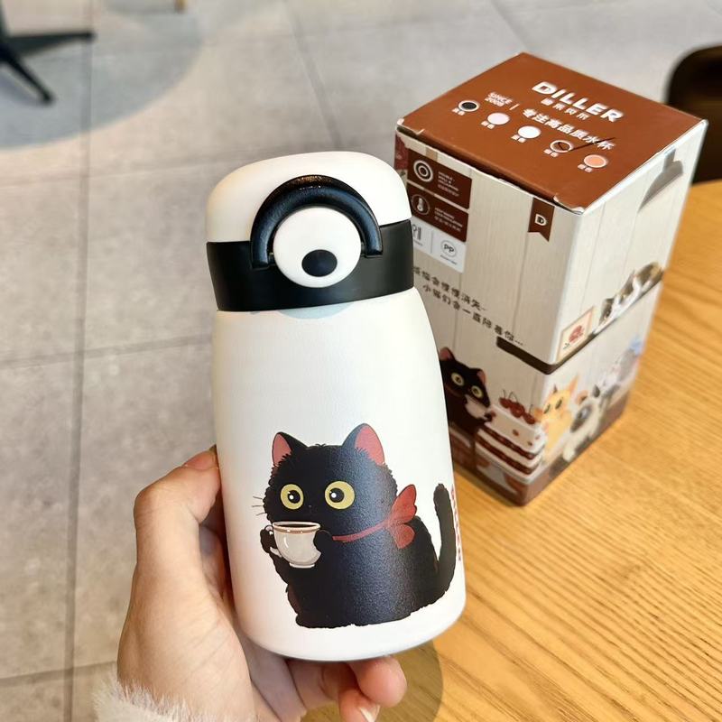 迪乐贝尔猫咪不锈钢学生保温杯女生高颜值猫咪新款便携迷你口袋杯|undefined