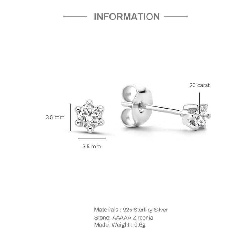 Simple Style Round Silver Plating Inlay Zircon Ear Studs 1 Pair