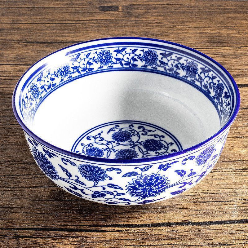 老式蓝花碗包邮陶瓷青花面馆专用碗日式斗笠面碗麻辣烫大碗粉面汤|undefined