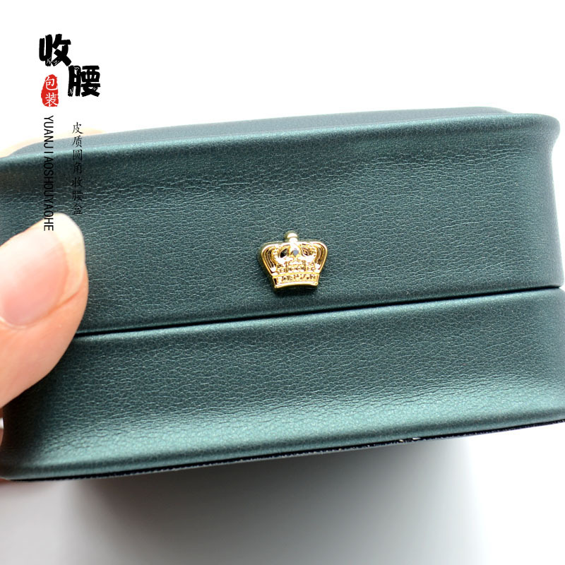 Cepillado pu cuero redondeado cintura joyería caja de joyería caja anillo caja pulsera collar caja de regalo