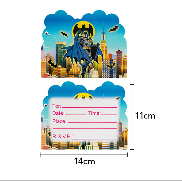 Fabricante en stock Batman Tema de cumpleaños plato de papel taza de papel cuchillo de tejido tenedor cuchara decoración del partido vajilla suministros de traje