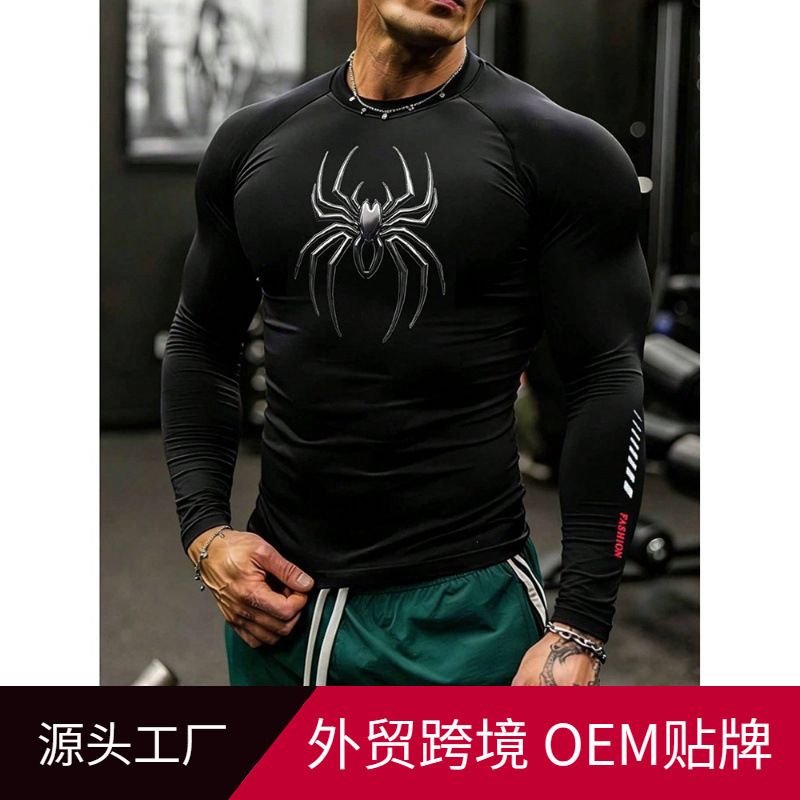 Spider-Man Cross-Border European and American Printed Sports Tight-Fitting Long-Sleeved T-Shirt Men's Quick-Drying Cycling Fitness Running Top Spider-Man Cross-Border European and American Printed Sports Tight-Fitting Long-Sleeved T-Shirt Men's Quick-Drying Cycling Fitness Running Top