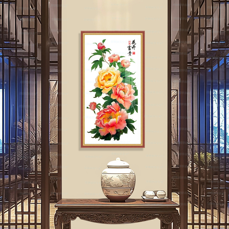 [Tela de algodón importada] Mona Lisa Royal Cross Stitch florece, rica peonía, sala de estar simple, bordado de hilo hecho a mano image 1