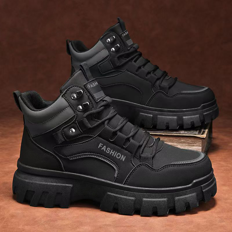 Zapatos de altura para hombres primavera 2025 nuevo hombre anti-deslizante de suela gruesa botas Martin al aire libre botas de herramientas de moda para hombres