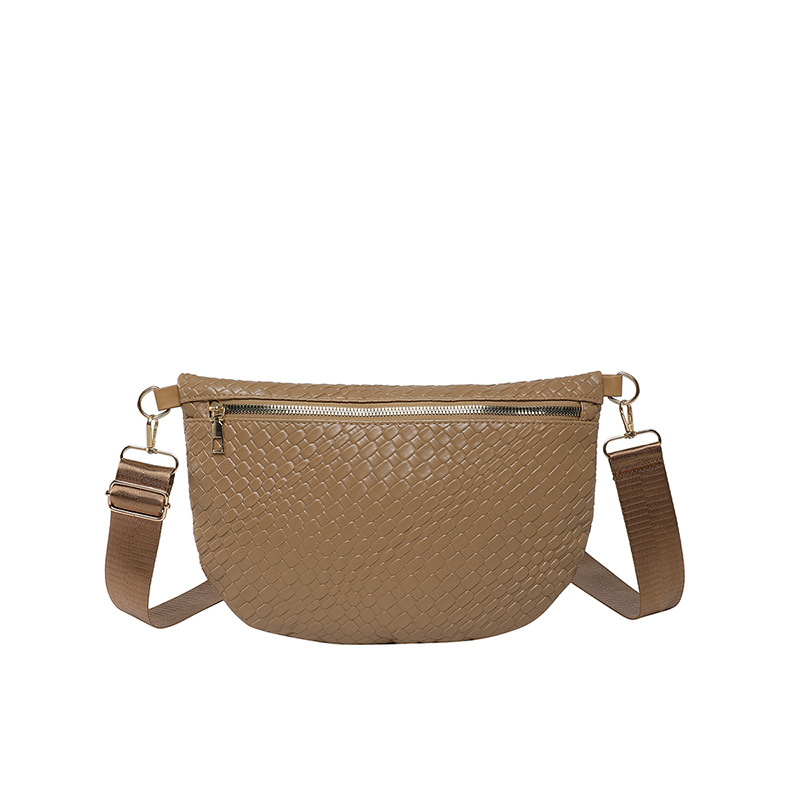 Patrón tejido de moda ins pequeño bolso pequeño de nicho femenino 2025 nuevo estilo popular bolso de cintura de hombro ancho de moda bolso de pecho de mensajero