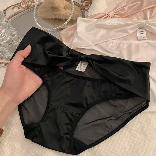 Woven Moonlight ~ New Satin Panties Feminine Pure Desire Seamless Pure Cotton Crotch Girls Mid-waist Briefs Summer