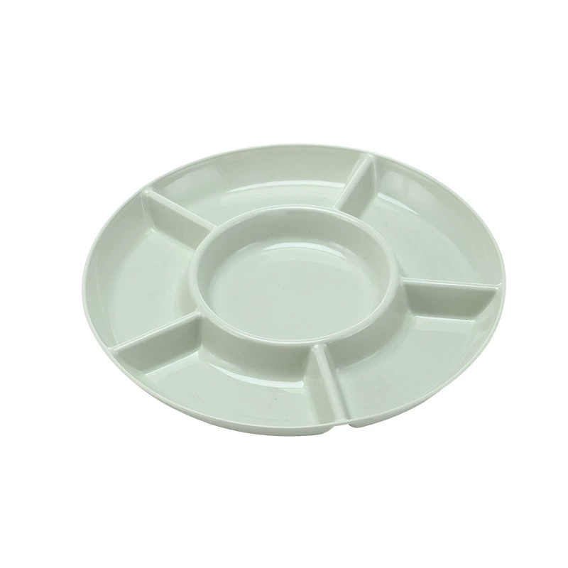 Wheat Straw Divided Snack Plate, Round 5-Compartment, 21.8 cm, Solid Color